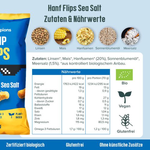 Bio Hemp Flips Sea Salt, 70g