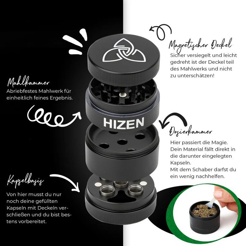 Hizen Dosier-Grinder für Dosierkapseln des Stilus Pro Max, Convectum und Nanu